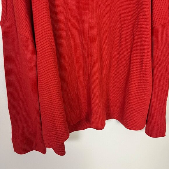 By Anthropologie Nori Waffle Knit Pullover Thermal Henley Sweater Rust NWT Sz L - Picture 4 of 9